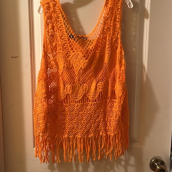 Brand new orange crochet vest - Picture 3 of 3